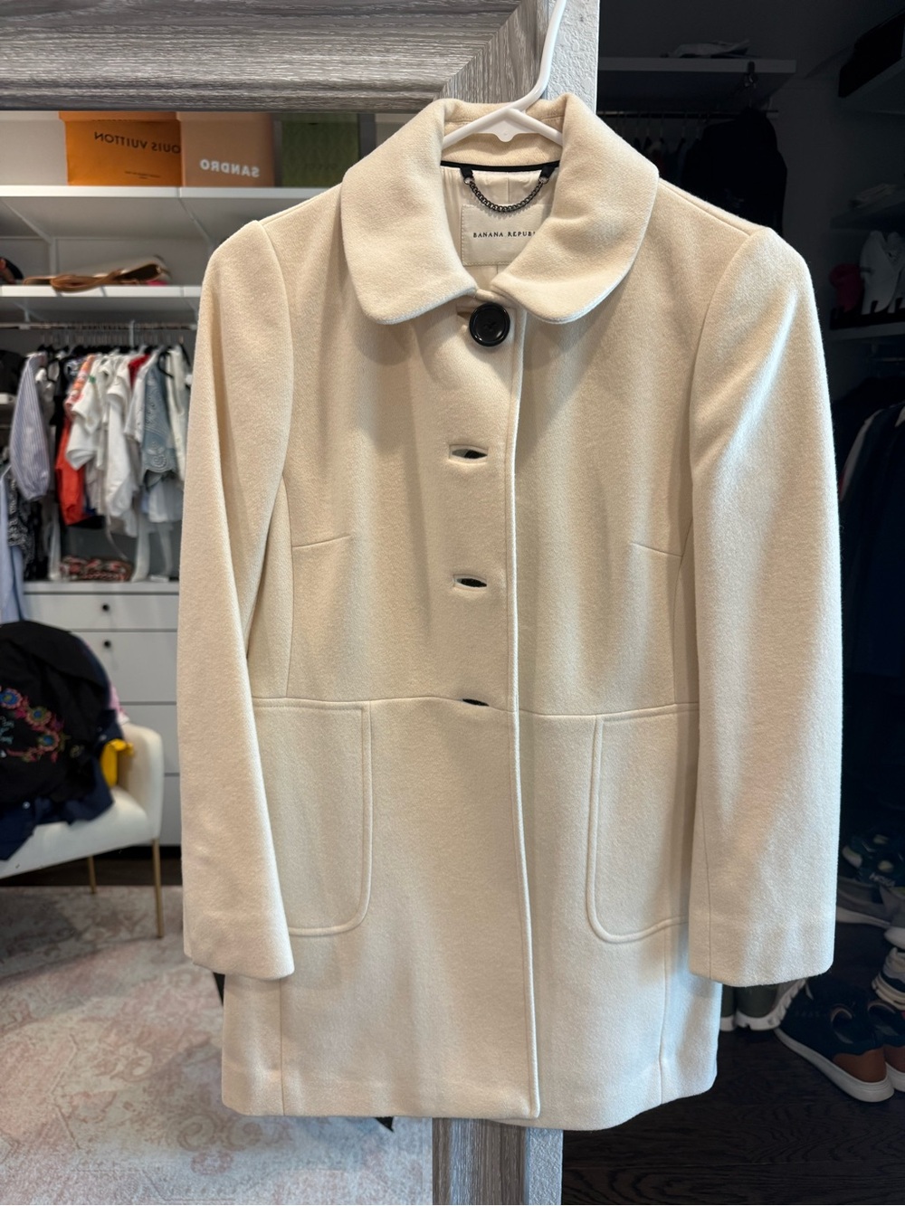 Banana Republic Cream Wool-Blend Pea Coat